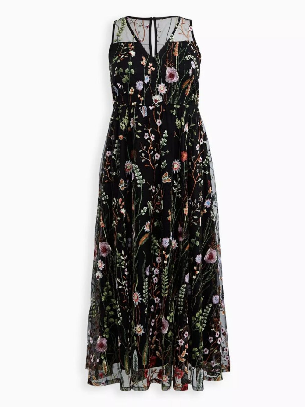 Torrid Maxi Mesh Embroidered Dress